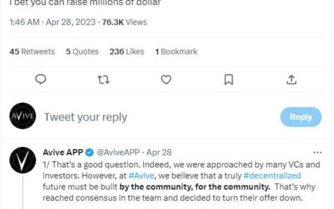 Avive World回复大V提问：为什么不接受风投资金？
