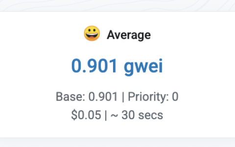 比特币网络交易费用降至1聪/字节，以太坊Gas费降至不足1 gwei