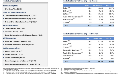 Tether主导Twenty One Capital控股权，SPAC合并后持股42.8%并掌握超半数投票权